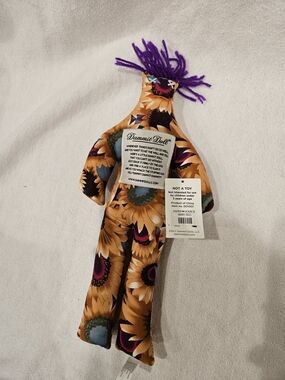 Dammit Doll Sunflower Print Stress Relief Doll with Purple Hair